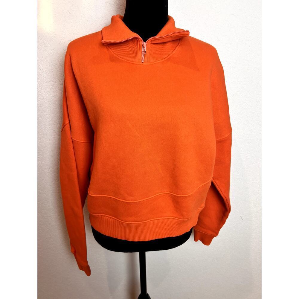Outdoor Voices Orange Orgnaic Cotton Nimbus Quater Zip